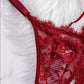 Sexy Bow Decorated Contrast Lace Suspender Nightdress Nightdress and Thong Set