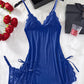 Sexy Bow Decorated Contrast Lace Suspender Nightdress Nightdress and Thong Set