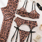 Sexy Leopard Push-Up Bra Underwear Thong Set With Stockings and Choker 6 Pieces Set