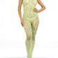 Women's Sexy Open Crotch Jacquard Fishnet Stockings Bodysuit