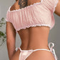 Sexy See-Through Mesh One Shoulder Strap Bra and Panty Pajama Set