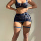 Sexy Floral Lace See-Through Bra and Skirt Pajama Set