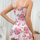 Sexy Lace Stitching Perspective Floral High Slit Suspender Nightdress