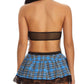 College Style Sexy Cosplay Halter Neck Backless Top and Plaid Skirt Set