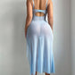 Butterfly Applique Mesh Sheer Slit Fitted Camisole Nightdress and Thong Set