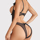 Sexy Flower Lace Mesh Stitching Chest Hollow Open Crotch One-Piece Pajamas