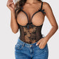 Sexy Flower Lace Mesh Stitching Chest Hollow Open Crotch One-Piece Pajamas