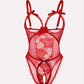 Sexy Flower Lace Mesh Stitching Chest Hollow Open Crotch One-Piece Pajamas