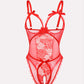 Sexy Flower Lace Mesh Stitching Chest Hollow Open Crotch One-Piece Pajamas