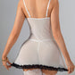 Sexy See-Through Lace Seductive Dress With Fishnet Stockings Set