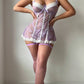 Sexy See-Through Lace Seductive Dress With Fishnet Stockings Set