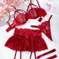 Sexy Lace Skirt Splicing Pajamas Three-Piece Set
