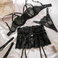 Sexy Lace Skirt Splicing Pajamas Three-Piece Set