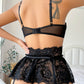 Sexy Lace Skirt Splicing Pajamas Three-Piece Set