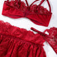Sexy Lace Skirt Splicing Pajamas Three-Piece Set