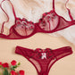 Women's Lace Flower Underwire Sexy Bra Set