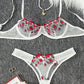 Women's Lace Flower Underwire Sexy Bra Set