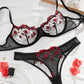 Women's Lace Flower Underwire Sexy Bra Set