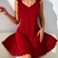 Sexy V-Back Butterfly Design High-Slit Lace Nightdress