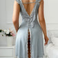 Sexy V-Back Butterfly Design High-Slit Lace Nightdress