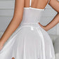 Sexy See-Through Lace Suspender Hollow Bow Tie Nightdress