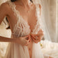 Sexy Ruffled Mesh See-Through Open Crotch Suspender Nightdress Set