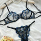 Lace Flower Embroidery Sexy Lingerie Set