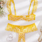 Sexy Lace Mesh Open Crotch Hollow Bra Underwear Set