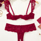 Sexy Lace Mesh Open Crotch Hollow Bra Underwear Set