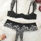 Sexy Lace Mesh Open Crotch Hollow Bra Underwear Set
