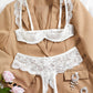 Sexy Lace Mesh Open Crotch Hollow Bra Underwear Set