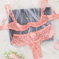 Sexy Lace Mesh Open Crotch Hollow Bra Underwear Set
