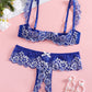 Sexy Lace Mesh Open Crotch Hollow Bra Underwear Set
