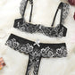 Sexy Lace Mesh Open Crotch Hollow Bra Underwear Set