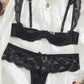 Sexy Lace Mesh Open Crotch Hollow Bra Underwear Set