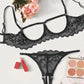 Sexy Lace Hollow Anti-Sagging Bra and Crotchless Thong Set