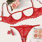Sexy Lace Hollow Anti-Sagging Bra and Crotchless Thong Set