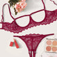 Sexy Lace Hollow Anti-Sagging Bra and Crotchless Thong Set