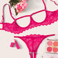 Sexy Lace Hollow Anti-Sagging Bra and Crotchless Thong Set