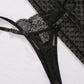 Sexy Lace Long See-Through Suspender Dress Set