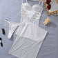 Sexy Lace Long See-Through Suspender Dress Set