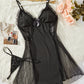 Sexy Lace Mesh See-Through Suspender Nightdress