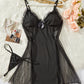 Sexy Lace Mesh See-Through Suspender Nightdress