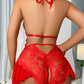 Sexy Hollow Lace See-through Suspenders Open Crotch One-piece Pajamas