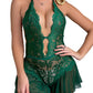 Sexy Hollow Lace See-through Suspenders Open Crotch One-piece Pajamas