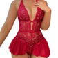 Sexy Hollow Lace See-through Suspenders Open Crotch One-piece Pajamas