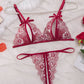 Sexy Floral Lace Exposed Breast Bra and Crotchless Thong Panty Set