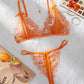 Sexy Floral Lace Exposed Breast Bra and Crotchless Thong Panty Set