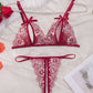Sexy Floral Lace Exposed Breast Bra and Crotchless Thong Panty Set