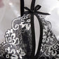 Sexy Floral Lace Exposed Breast Bra and Crotchless Thong Panty Set